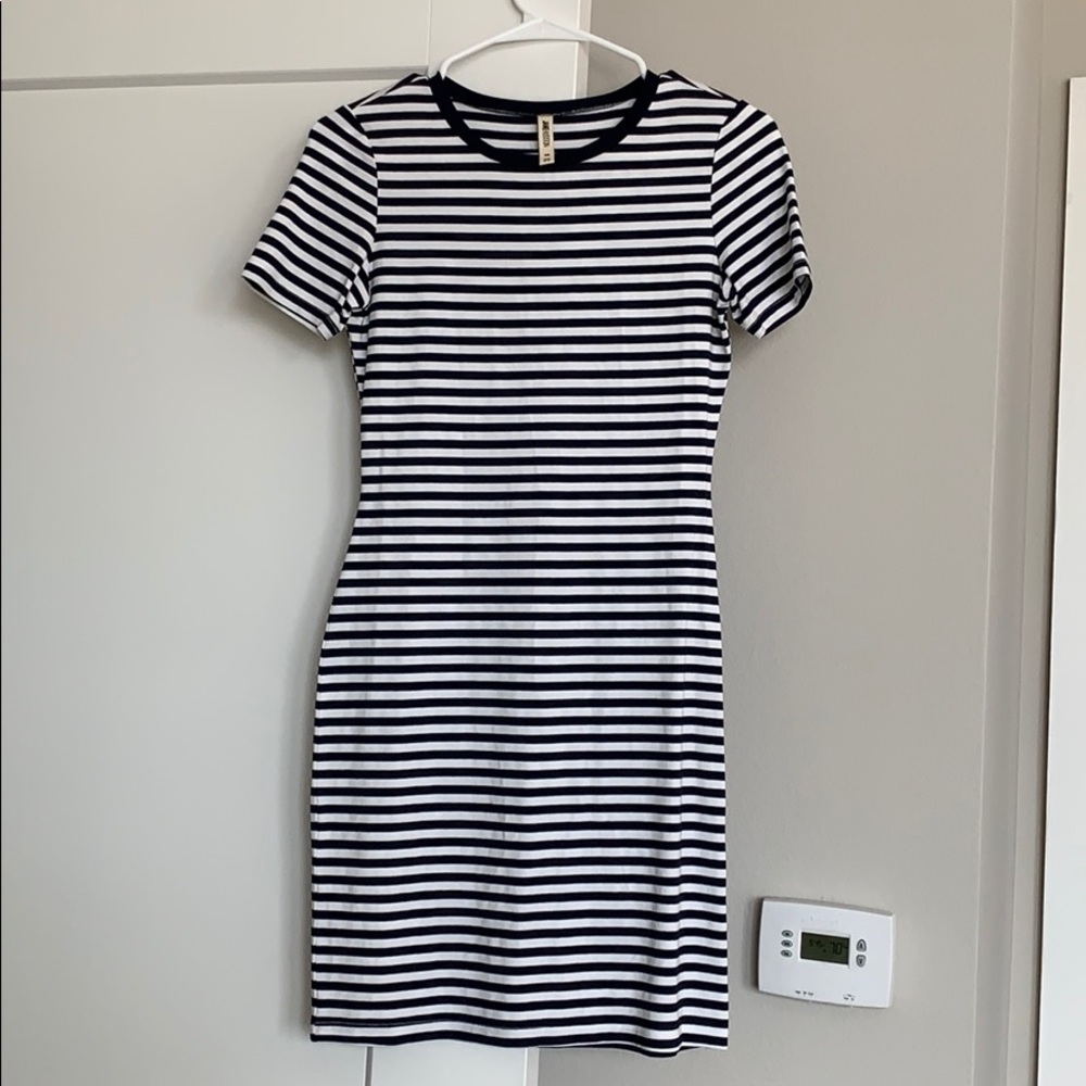 Jane Hurston navy and white stripe dress, XS